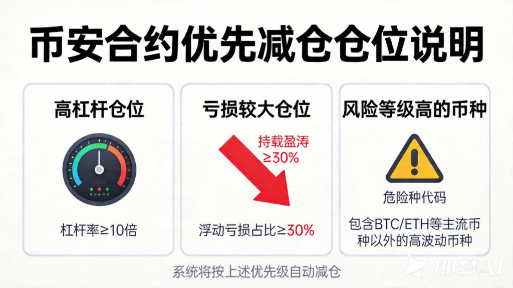 jimeng 2026 04 15 1533 帮我生成币安合约哪些仓位更容易被优先减仓白色主题图片