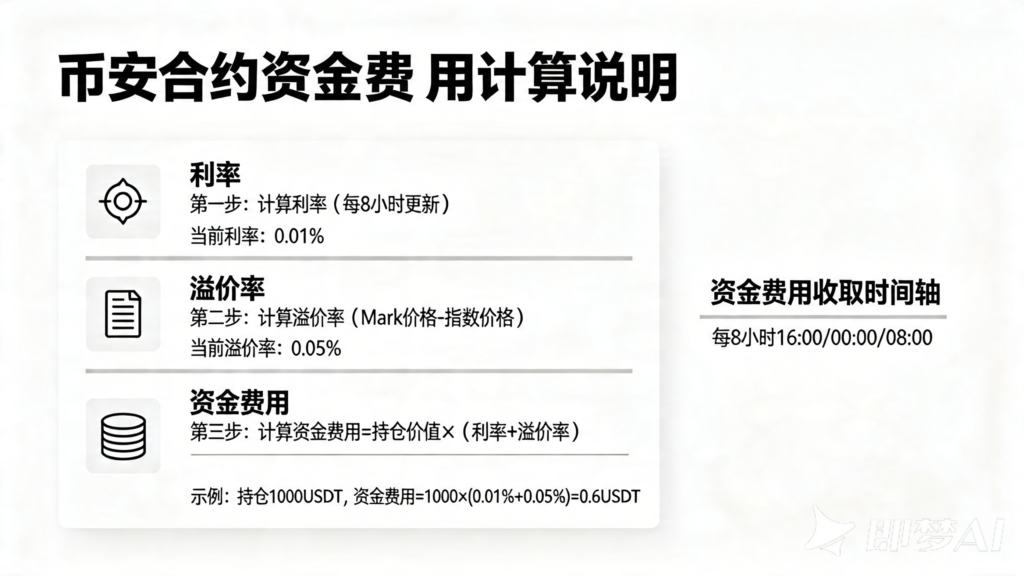 jimeng 2026 04 17 3211 帮我生成币安合约资金费用是怎么计算的白色主题图片
