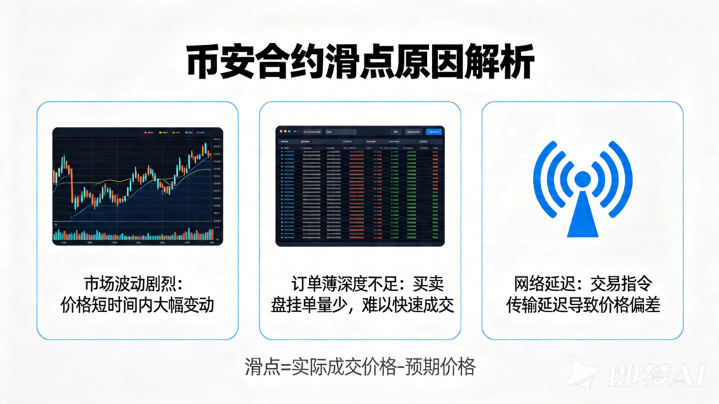 jimeng 2026 04 20 7502 帮我生成为什么币安合约会出现滑点白色主题图片