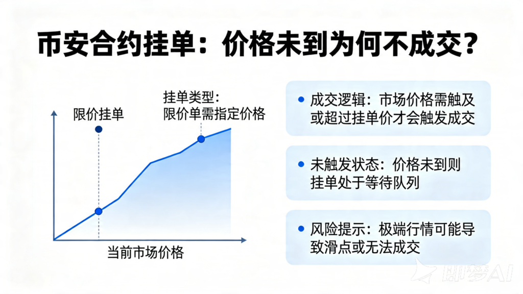 jimeng 2026 04 21 4251 帮我生成币安合约挂单为什么价格没到就不可能成交白色主题图片
